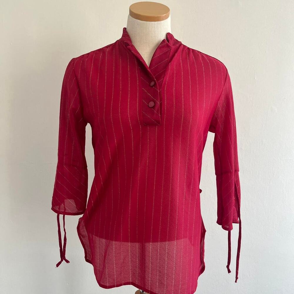 Vintage sheer red blouse with